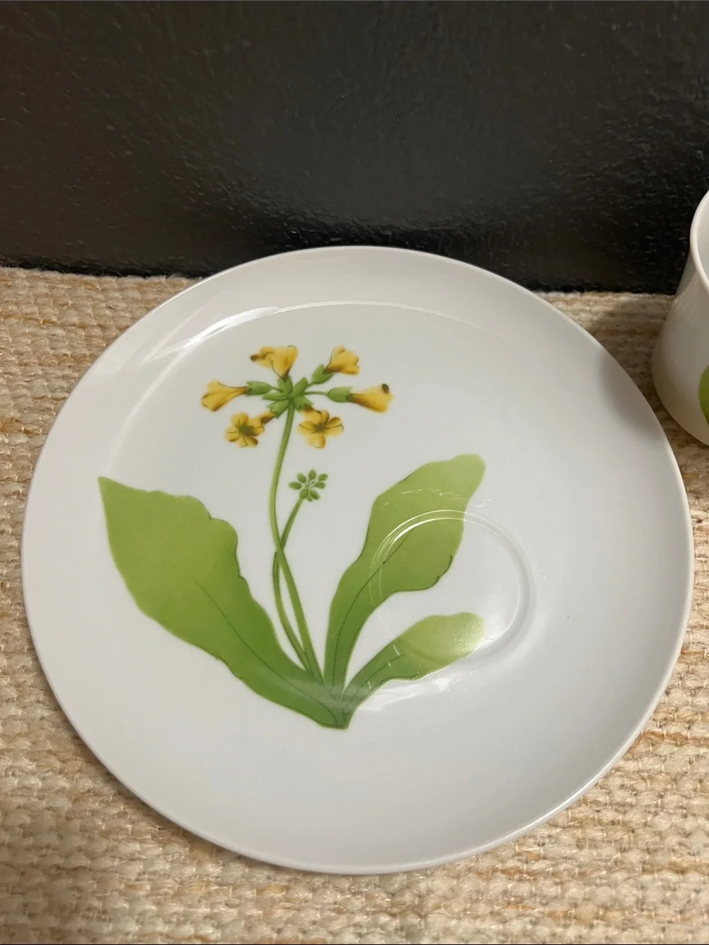 Tuileries Fine China Luncheon Plate and Teacup by Toscany Japan Yellow Flowers